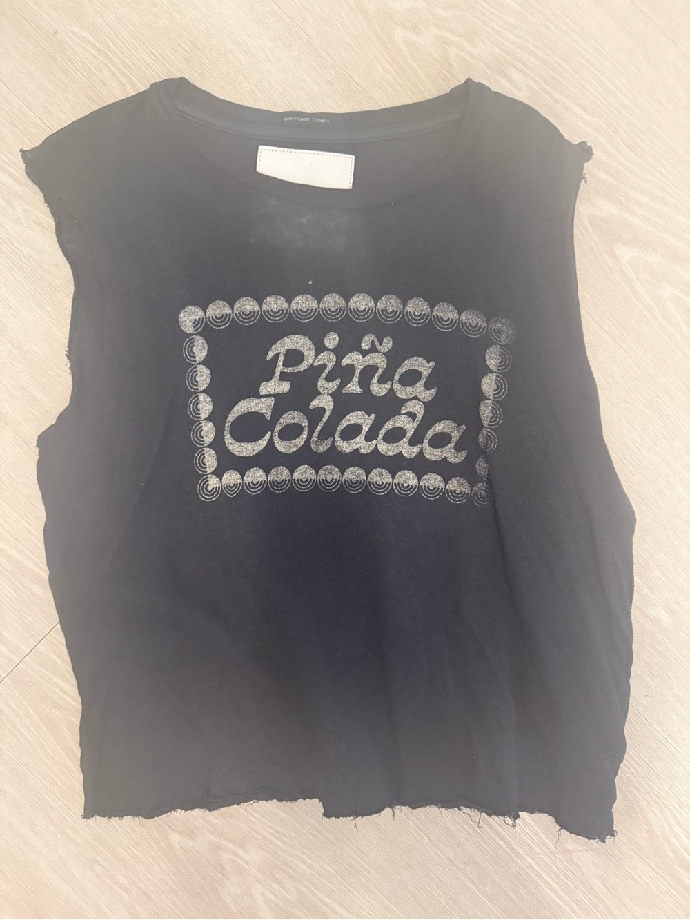 MOTHER Black Graphic Tank with Silver Detail